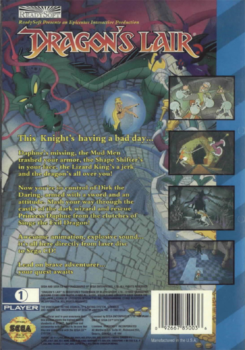 Dragon's Lair (U) Back Cover